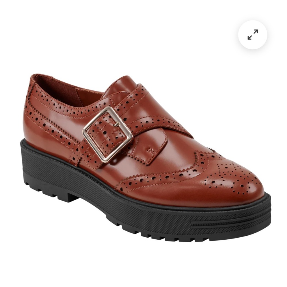 Marc Fisher Remona Monk Strap Loafer Brown Leather